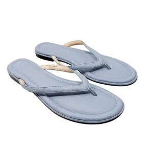 J. Crew Womens Size 8 Light Blue Leather Menorca Padded Thong Sandals/Slides